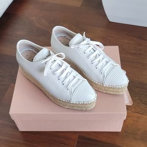 Miu Miu Perforated Leather Espadrille Platform